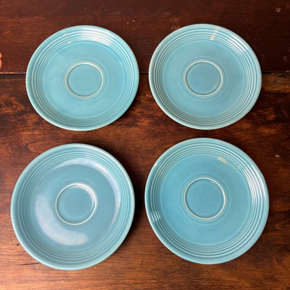 Set of 4 Fiesta Fiestaware Original Vintage 1937-1969 Turquoise Saucer Plates‎